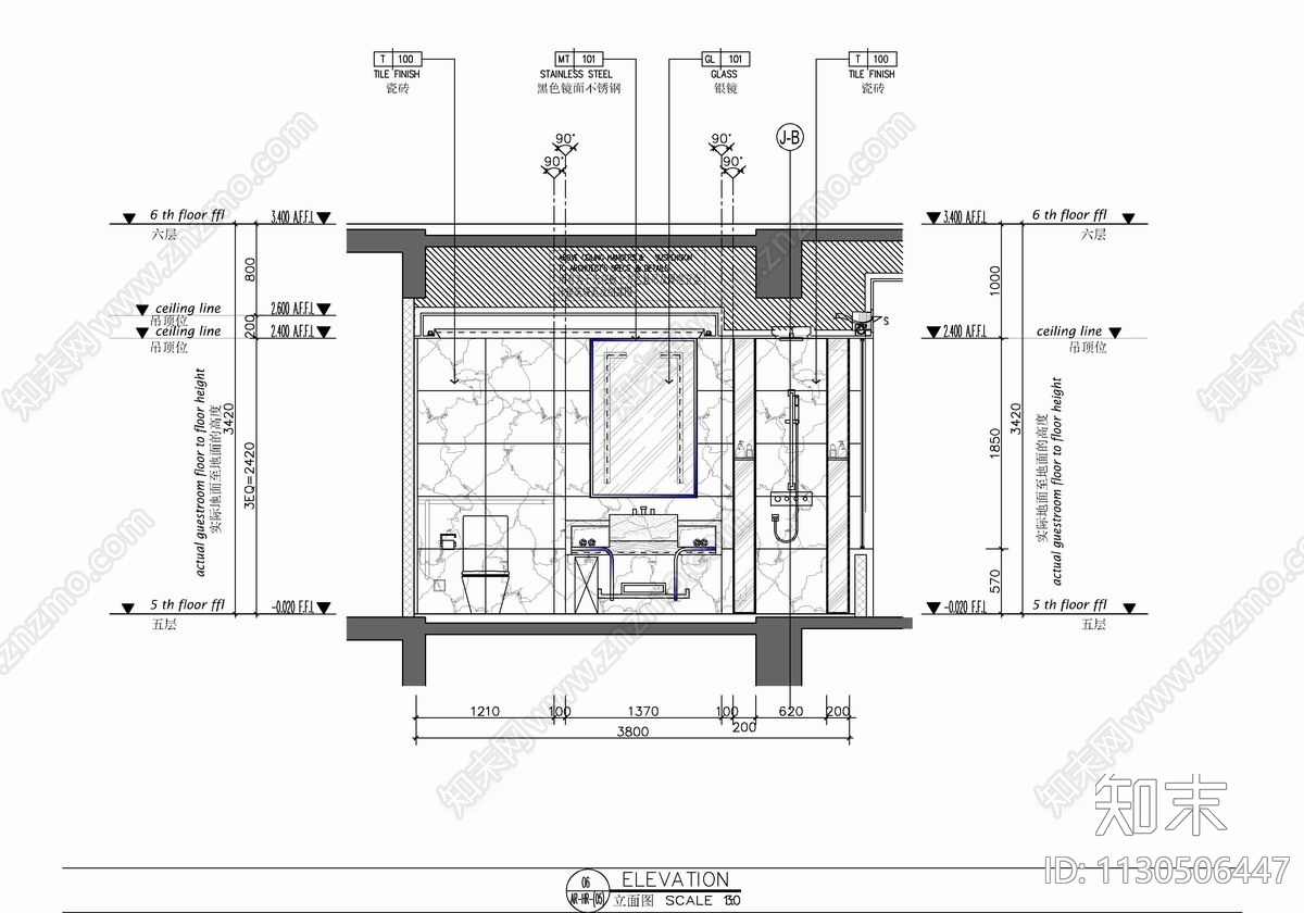 无障碍酒店客房cad施工图下载【ID:1130506447】