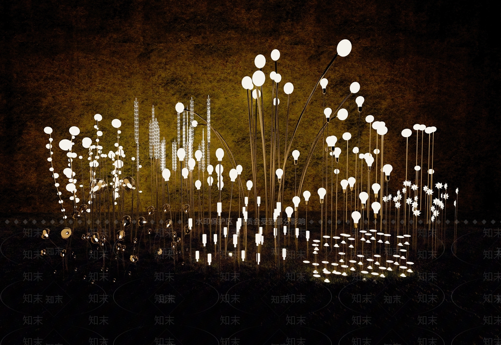 现代商业街氛围灯SU模型下载【ID:1130506675】