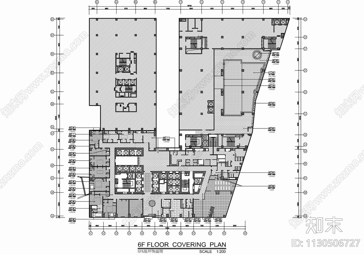 3000㎡SPA休闲养生娱乐会所cad施工图下载【ID:1130506727】