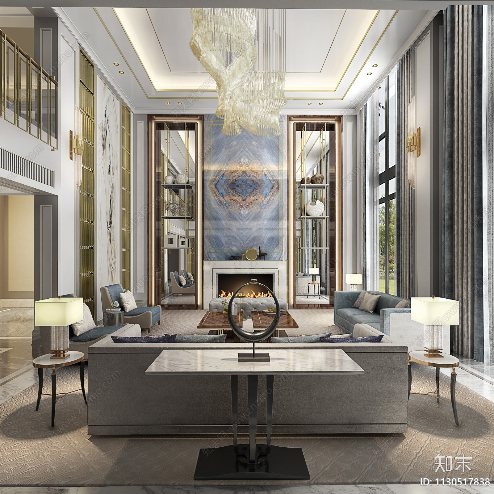 HBA北京恒大顺义丽宫别墅效果图cad施工图下载【ID:1130517838】