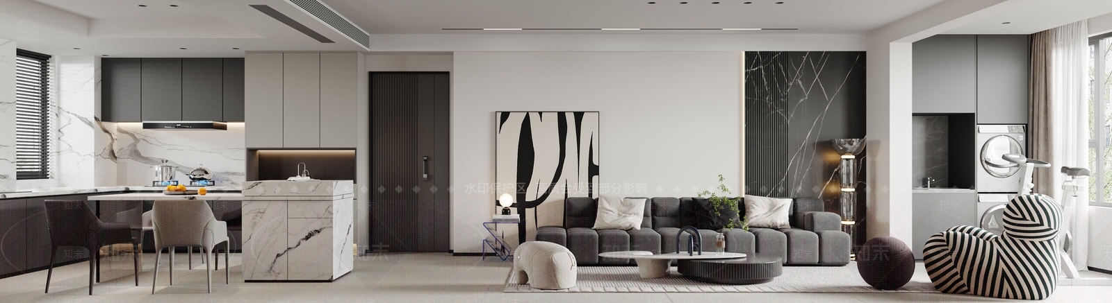 现代客餐厅3D模型下载【ID:1221824686】