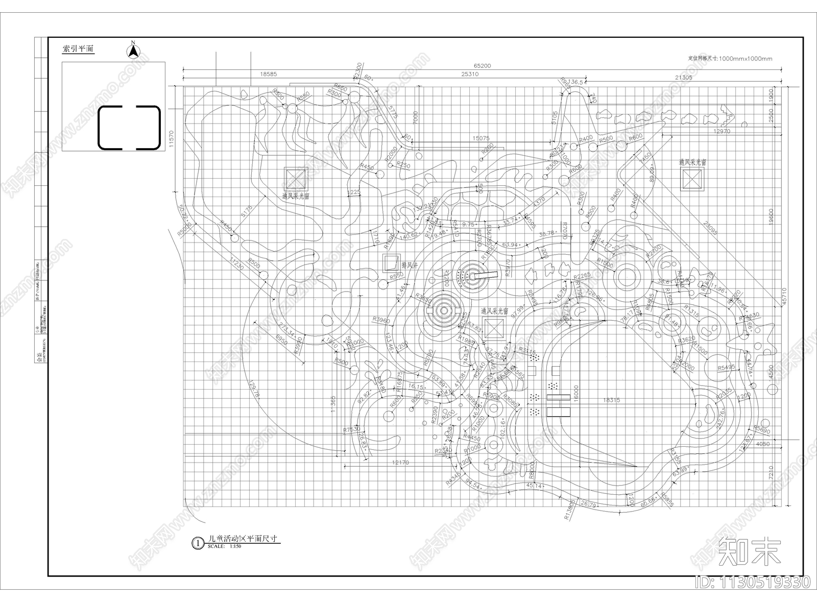 儿童活动区域景观平面图cad施工图下载【ID:1130519330】