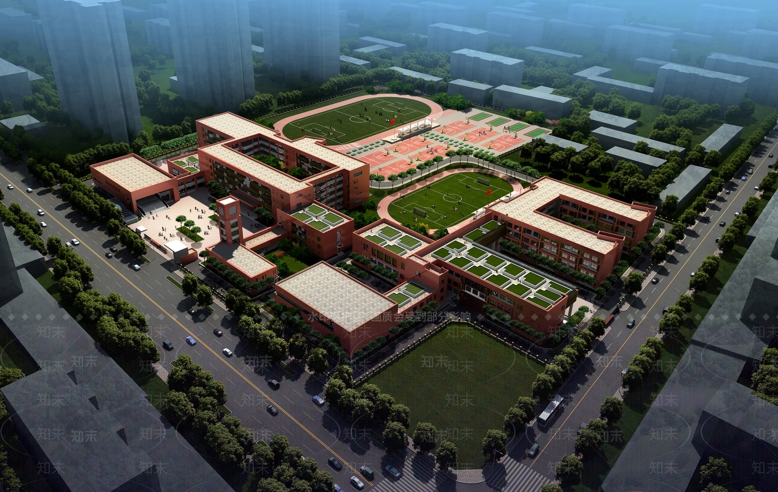 现代简约体块校园红SU模型下载【ID:1130595951】