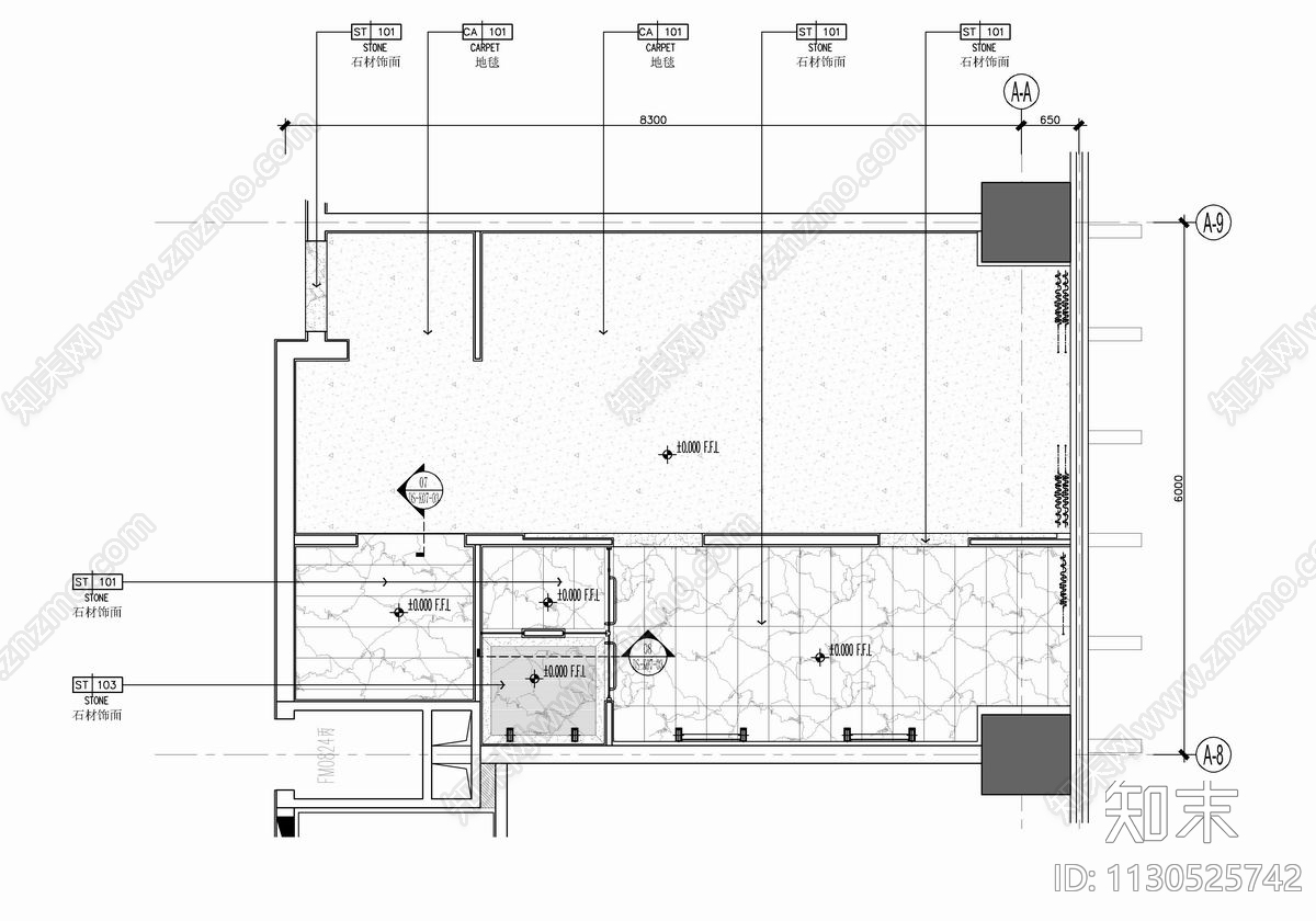 某酒店标准层客房平立面cad施工图下载【ID:1130525742】