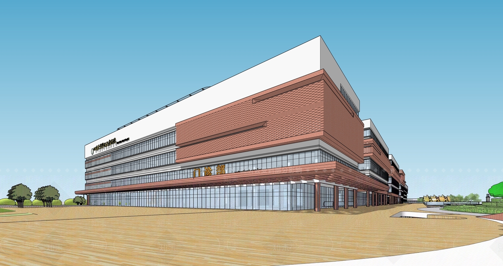 现代医疗建筑SU模型下载【ID:1130526808】