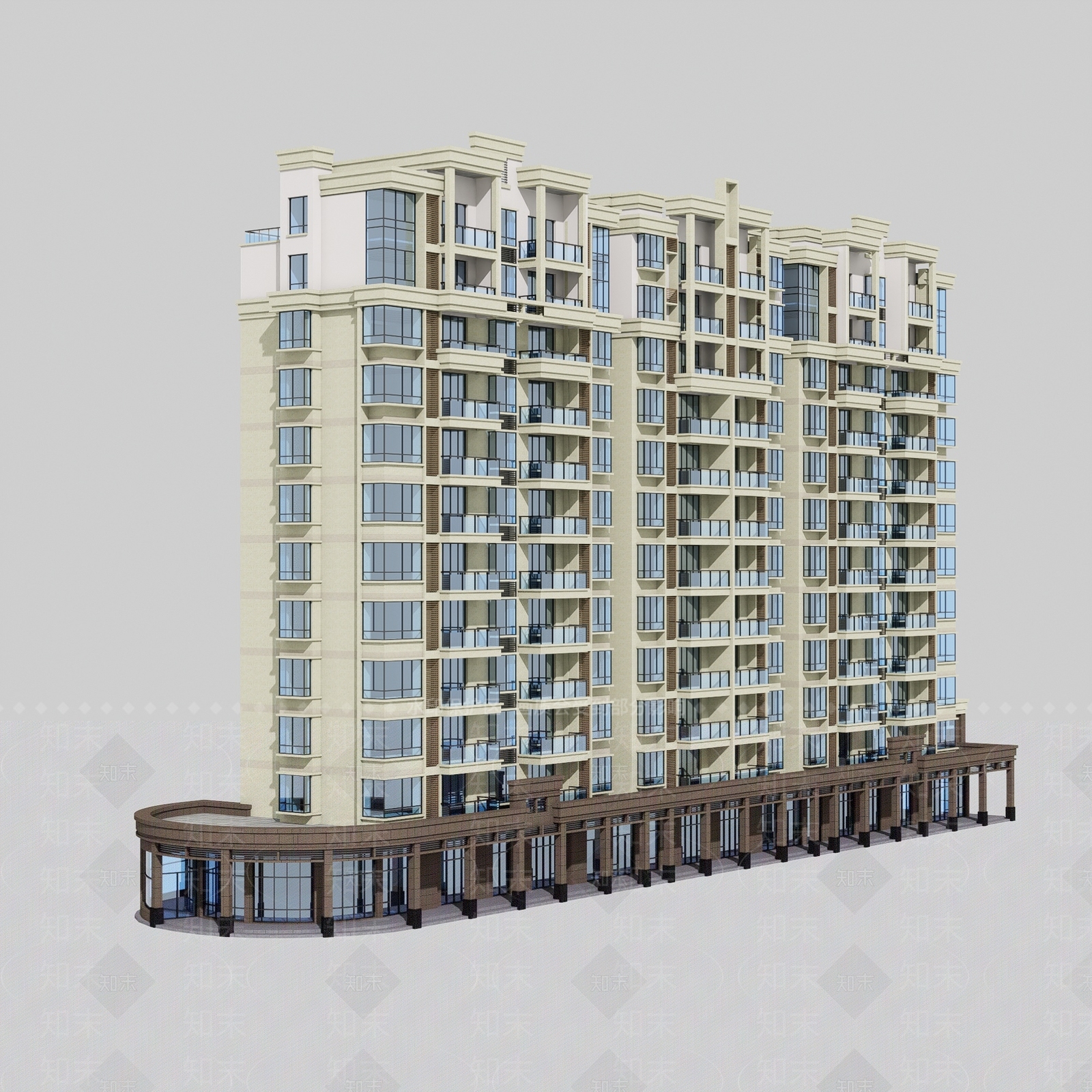 现代高层住宅SU模型下载【ID:1130527398】