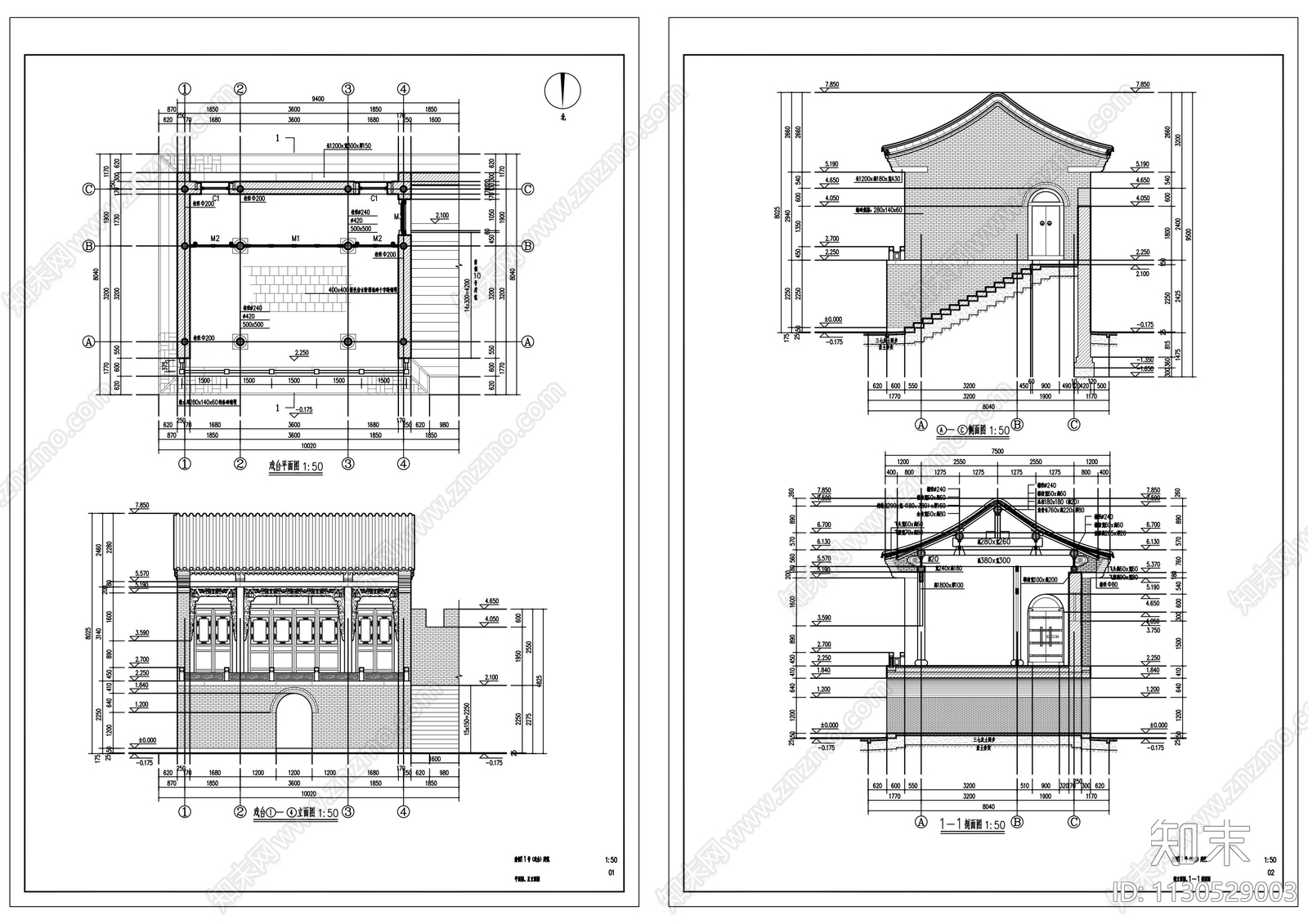 古建筑cad施工图下载【ID:1130529003】