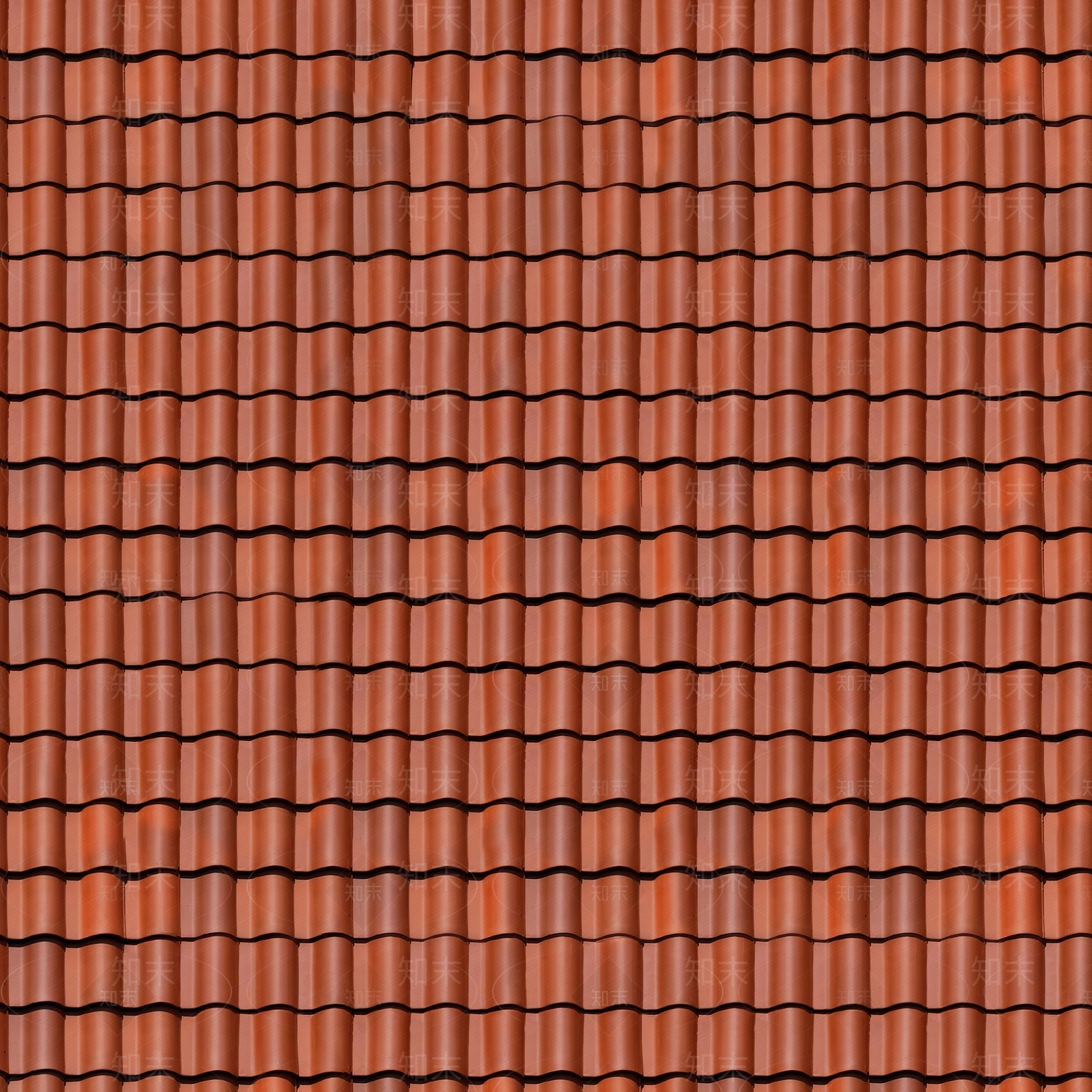 无缝陶土瓦瓦片贴图下载【ID:1130534637】