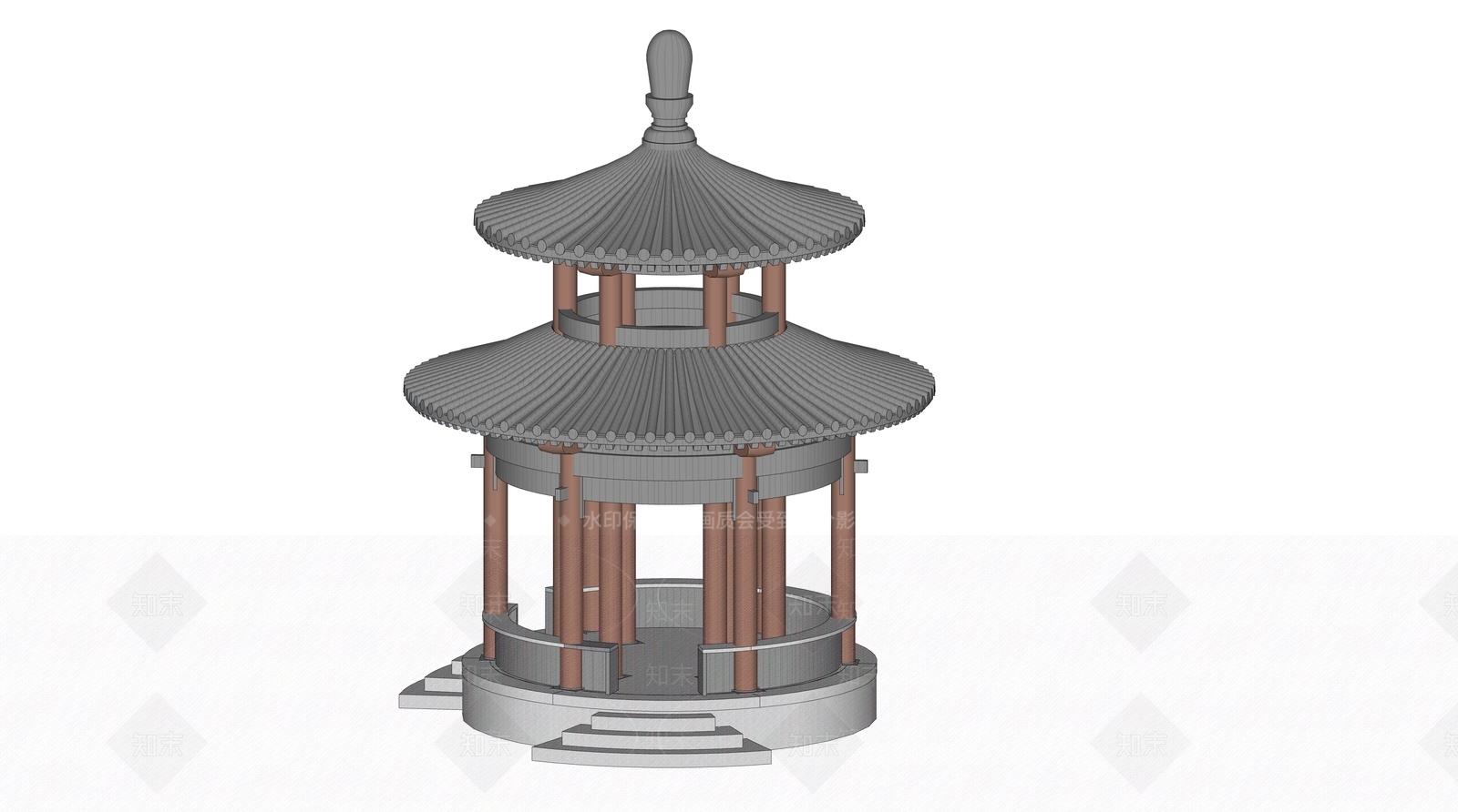 新中式圆顶亭SU模型下载【ID:1130538315】