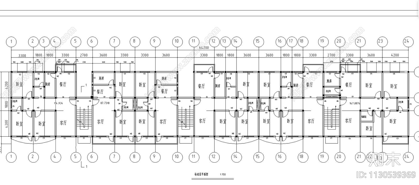 水院教师公寓建筑设计cad施工图下载【ID:1130539369】