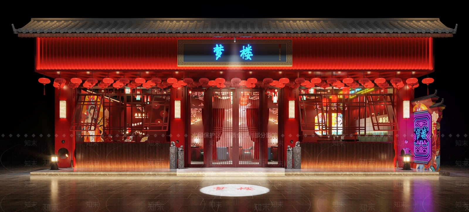 新中式国潮酒吧3D模型下载【ID:1130541174】