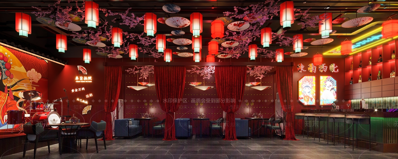 新中式国潮酒吧3D模型下载【ID:1130541174】