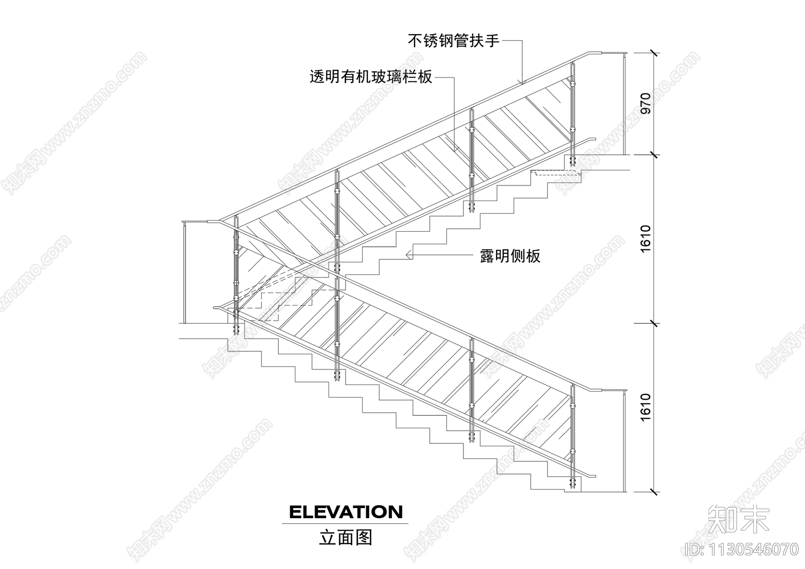 玻璃楼梯节点cad施工图下载【ID:1130546070】