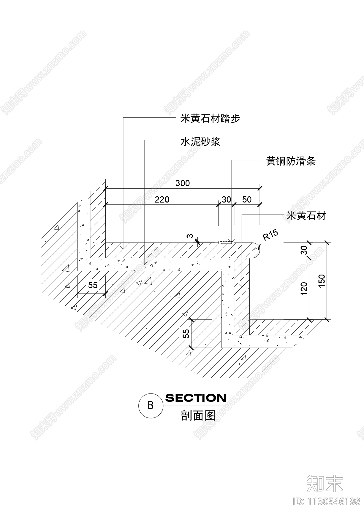 欧式楼梯立面节点施工图下载【ID:1130546198】