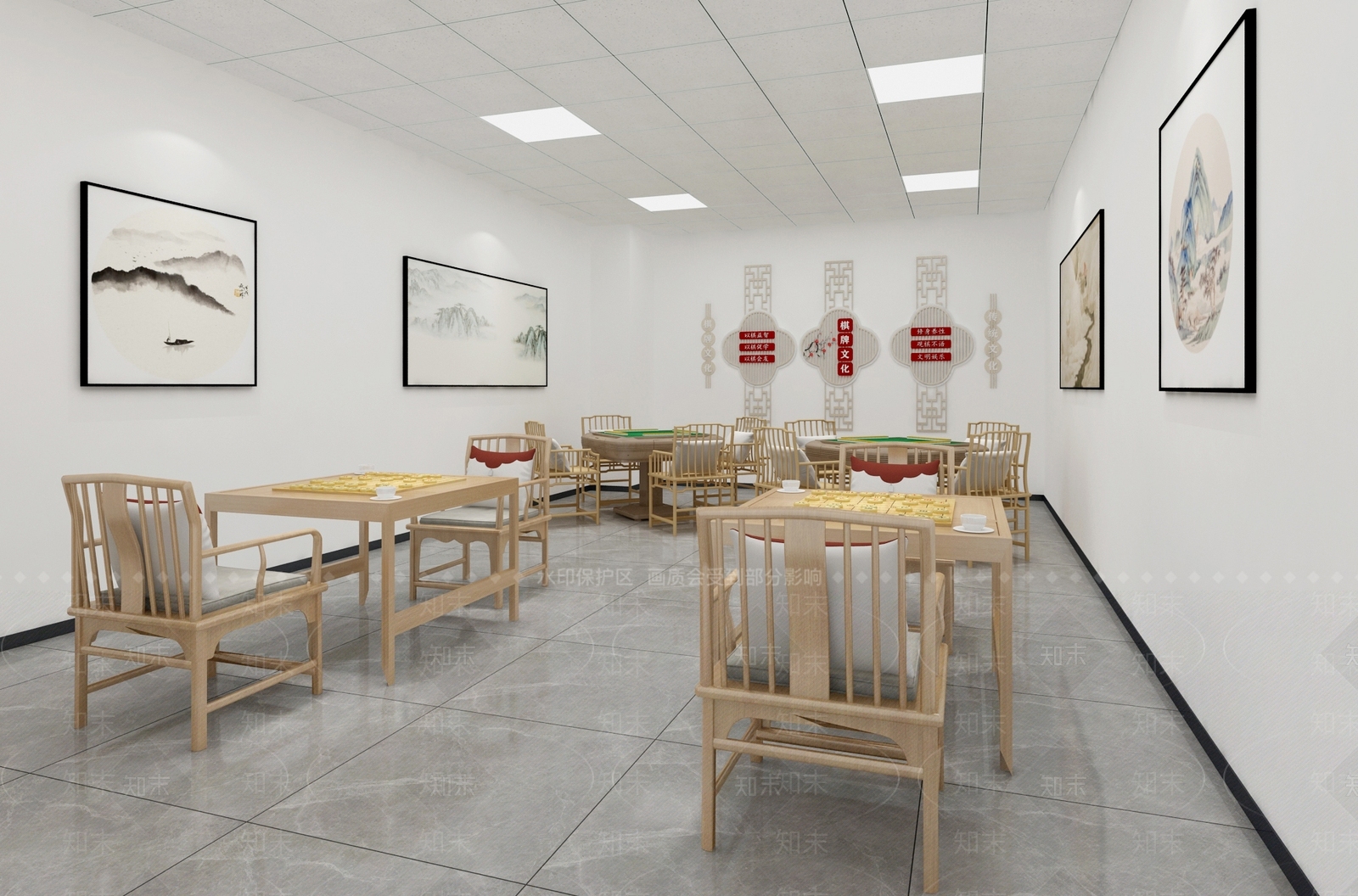 新中式棋牌室3D模型下载【ID:1130546386】