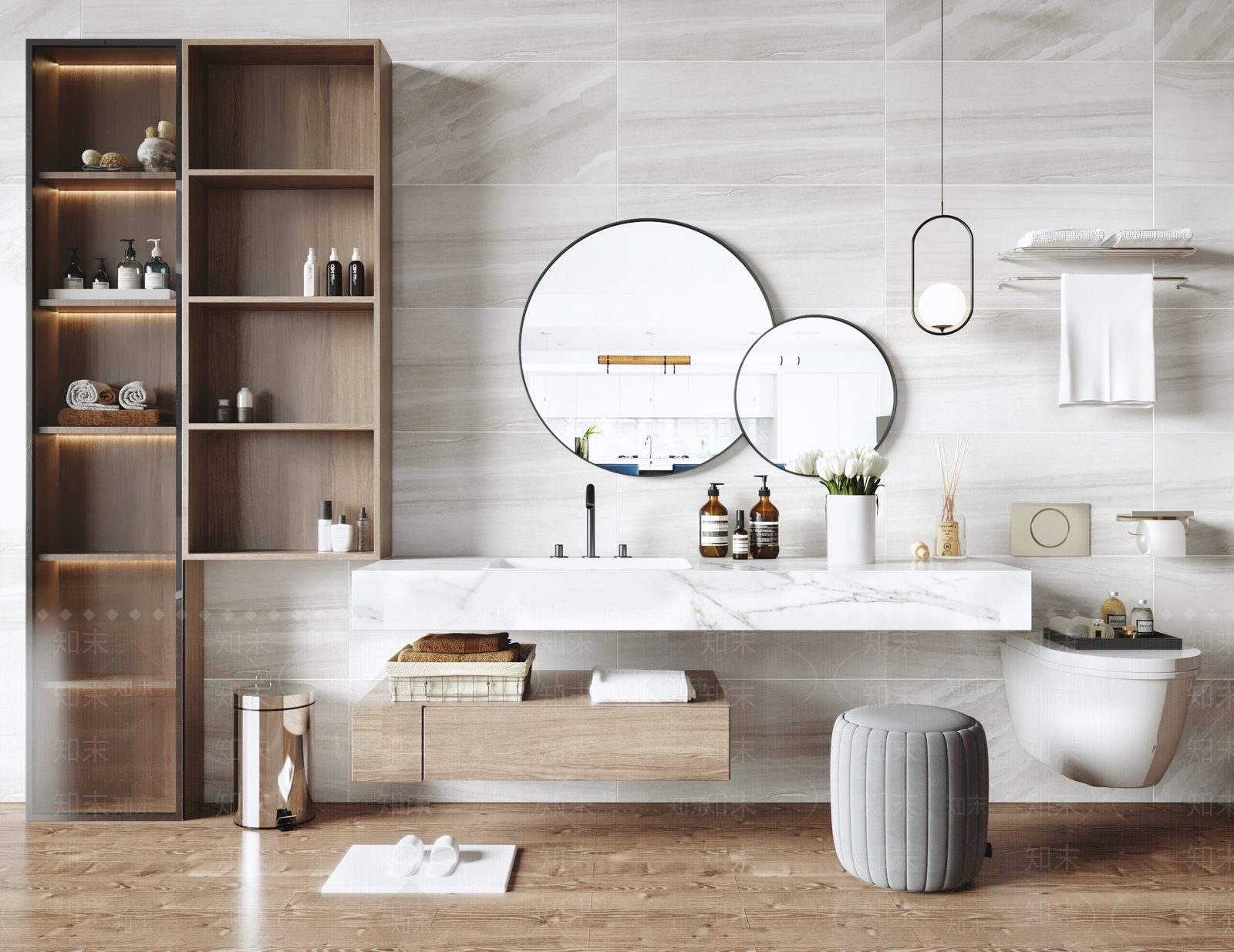 现代卫浴洗手台盆组合3D模型下载【ID:1130547455】