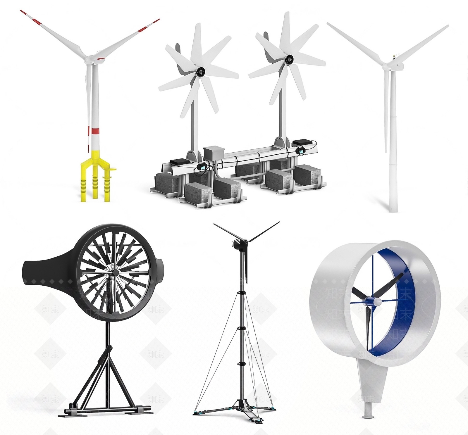 风力发电机组合SU模型下载【ID:1130552361】