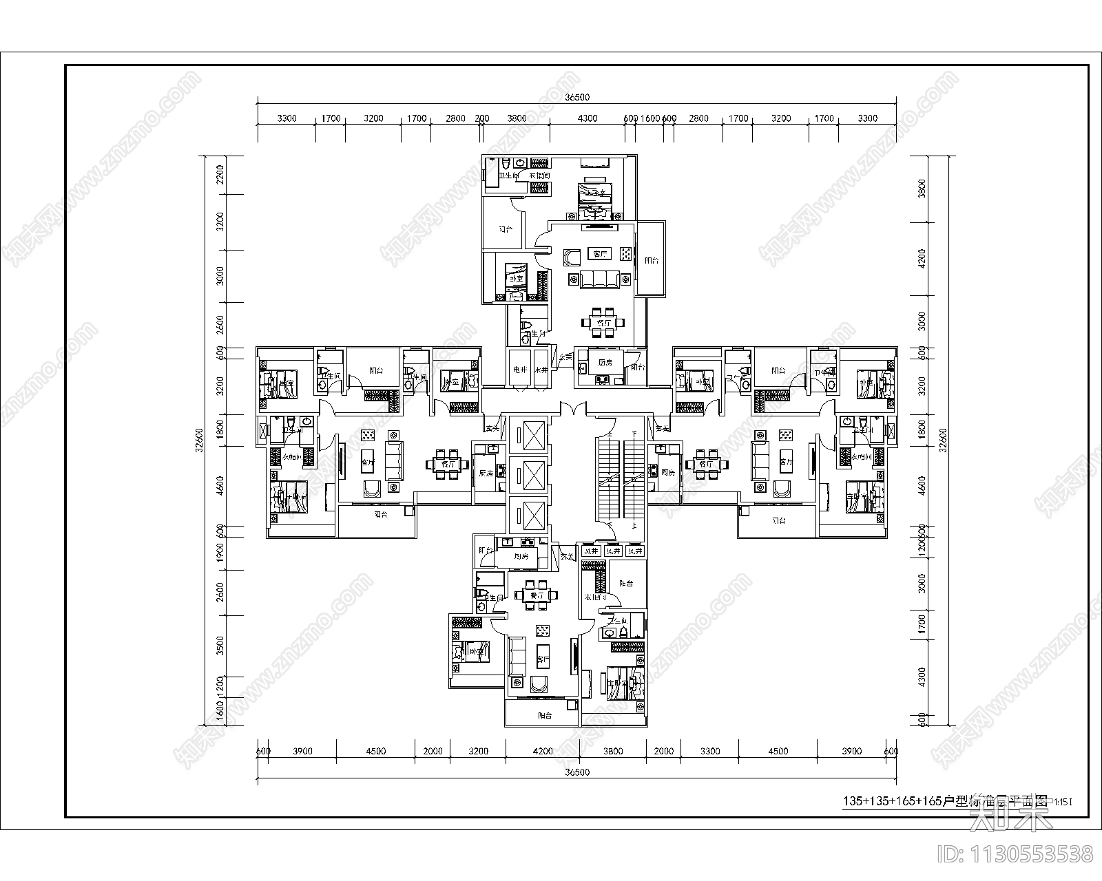 33套住宅建筑全套cad施工图下载【ID:1130553538】