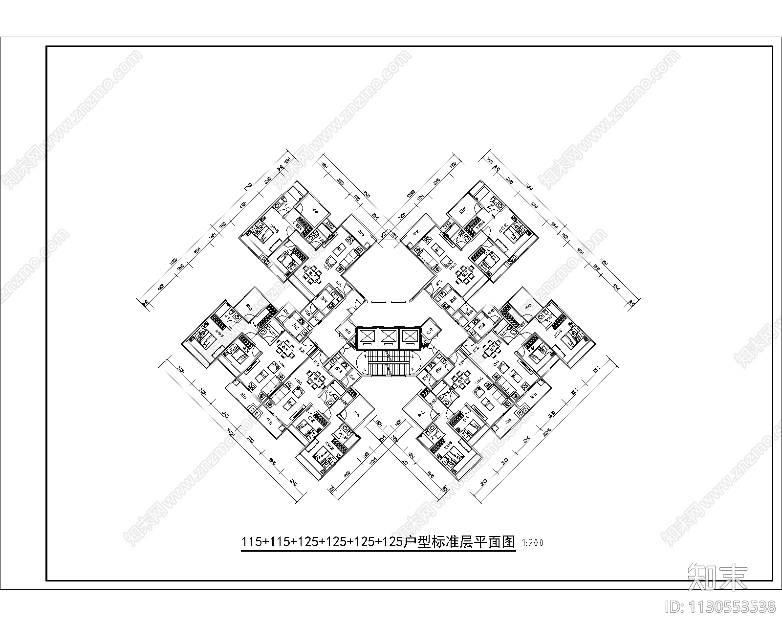 33套住宅建筑全套cad施工图下载【ID:1130553538】