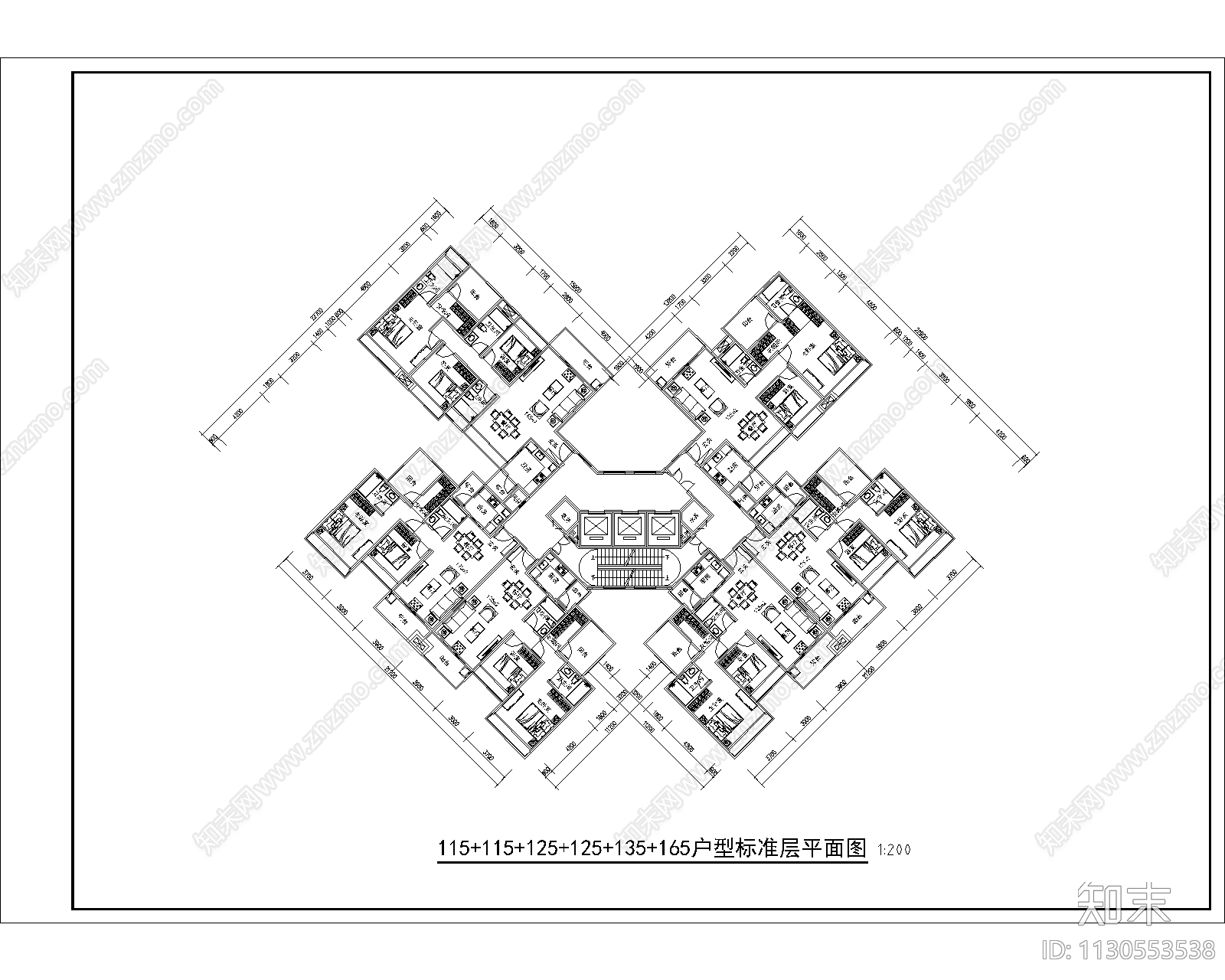 33套住宅建筑全套cad施工图下载【ID:1130553538】