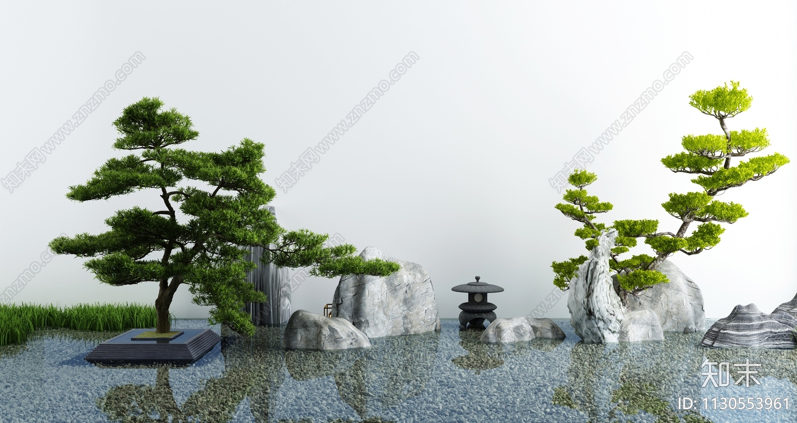 新中式庭院假山水景3D模型下载【ID:1130553961】