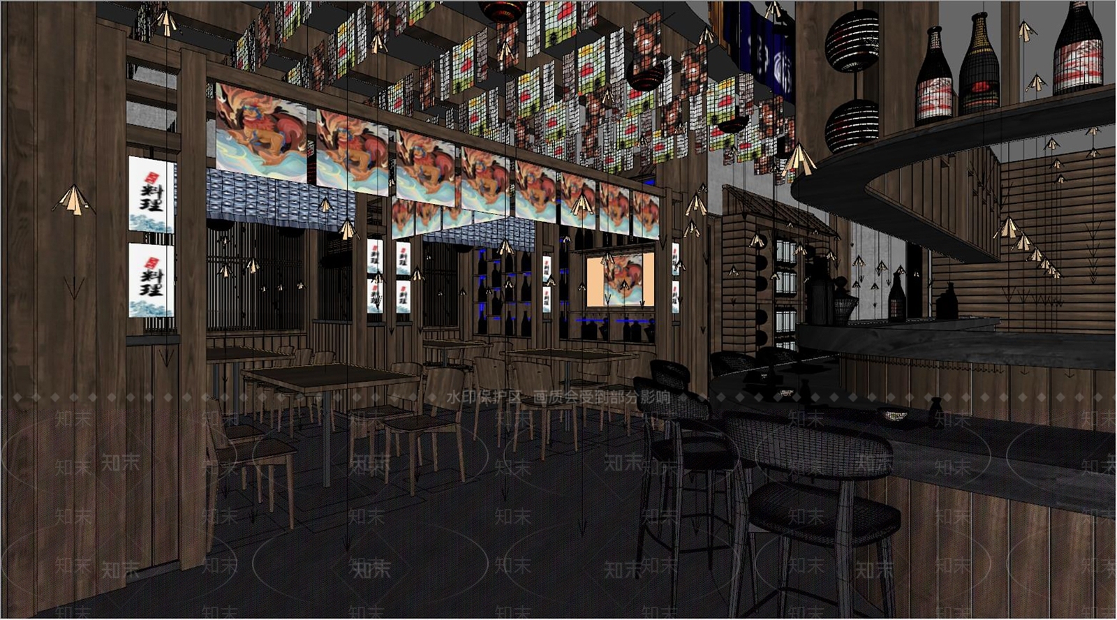 日式居酒屋SU模型下载【ID:1130556111】