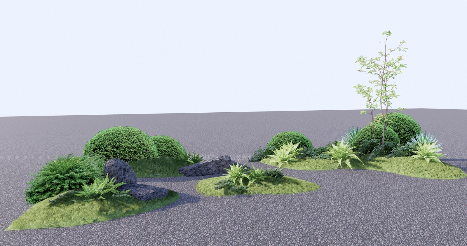 现代微地形景观SU模型下载【ID:1130557830】