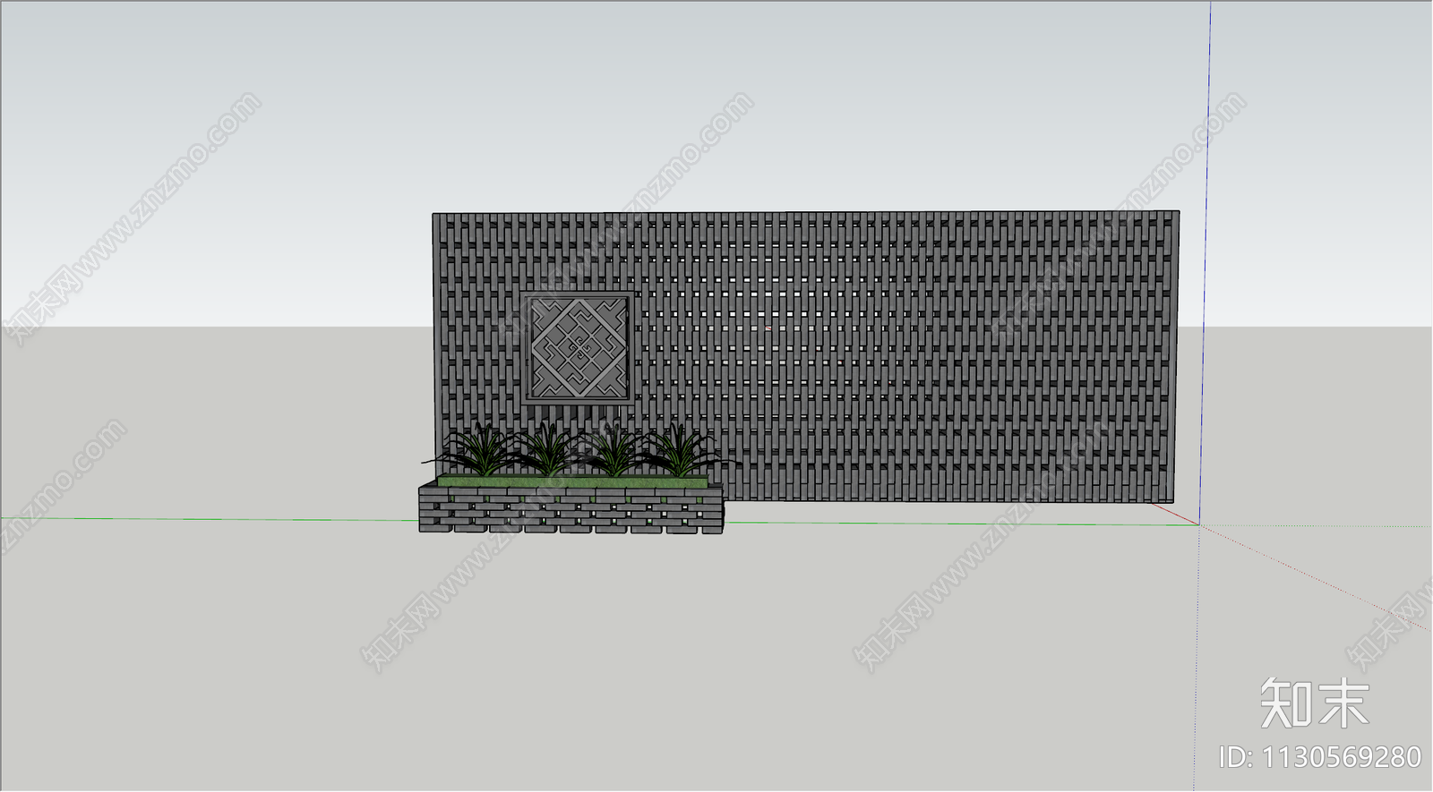 中式景墙SU模型下载【ID:1130569280】