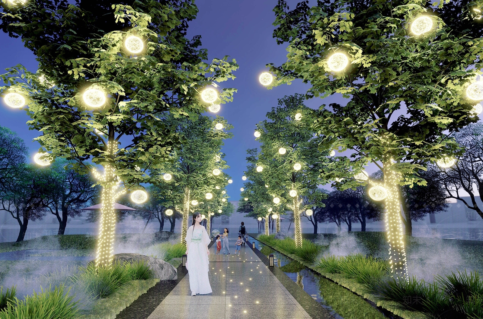 现代行道树景观灯SU模型下载【ID:1130571846】