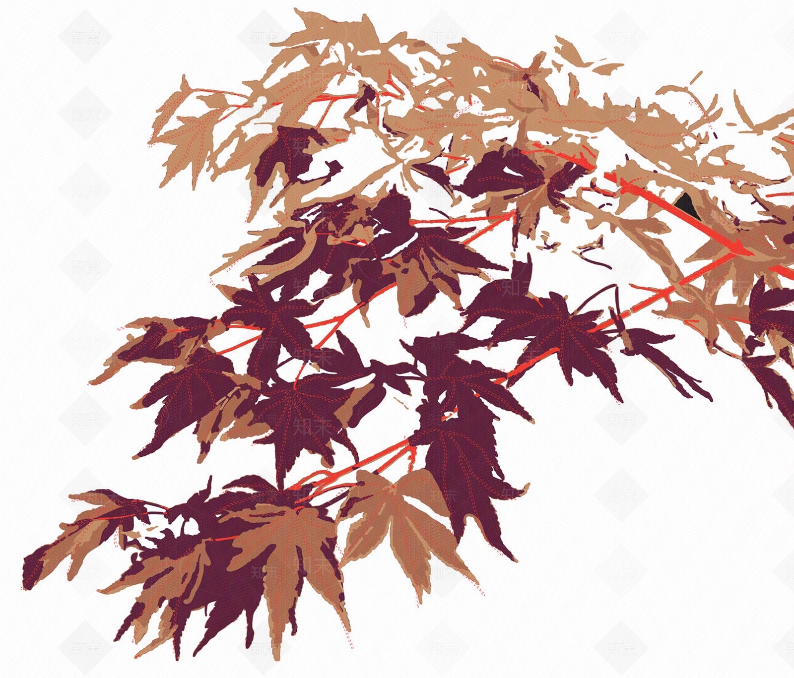 枫叶植物装饰画贴图下载【ID:1130576652】