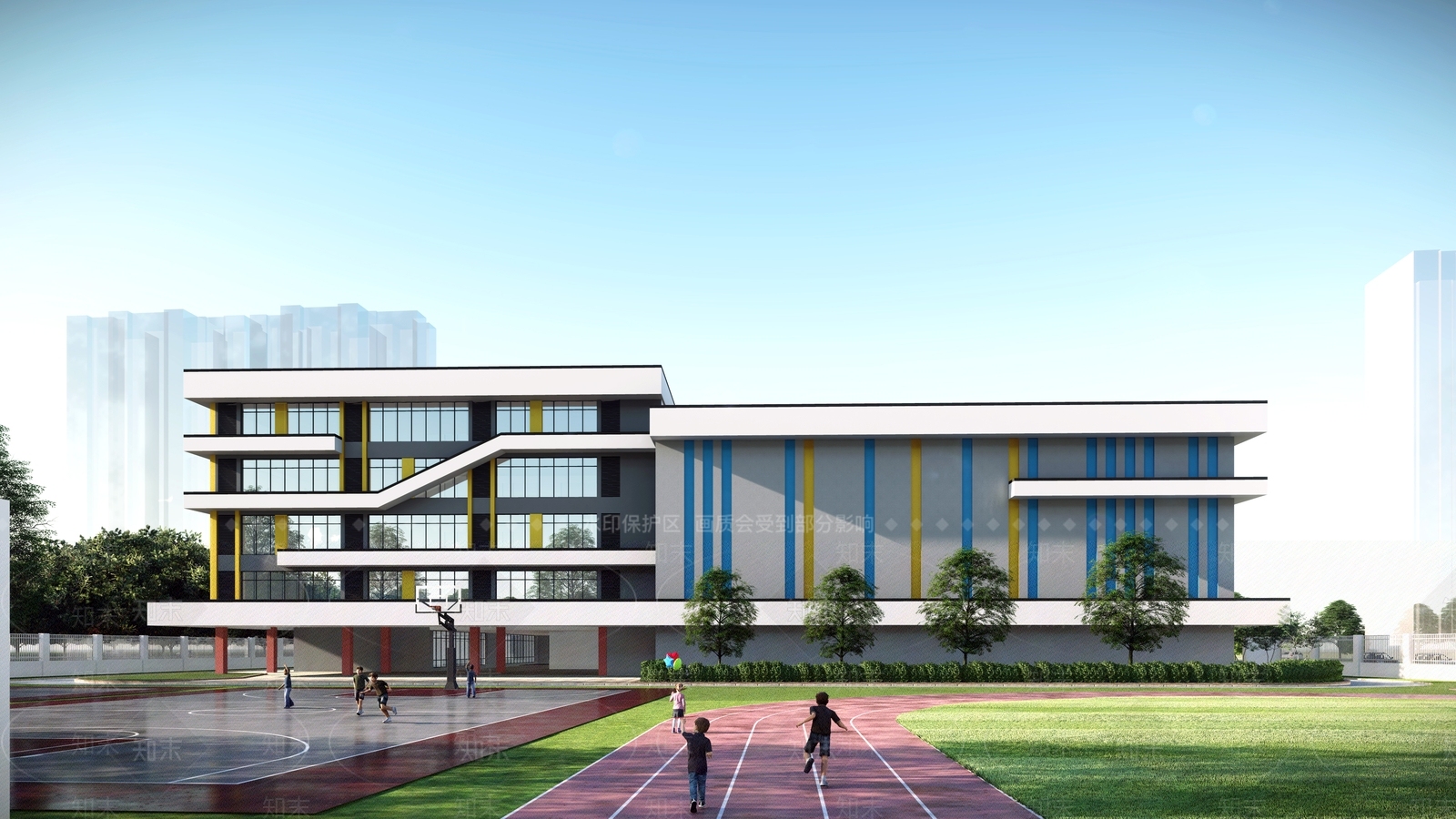 现代学校建筑SU模型下载【ID:1130773419】