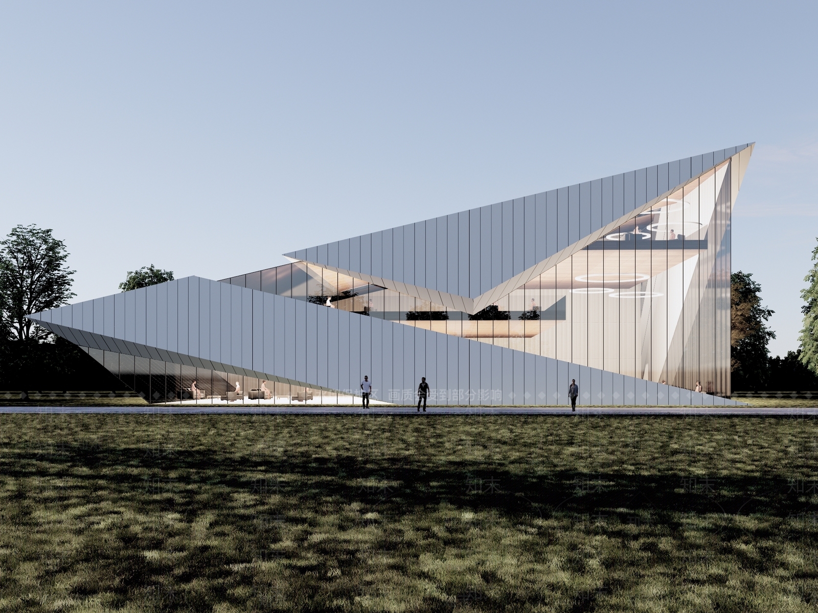 现代售楼处建筑SU模型精品下载_SketchUp模型_知末网