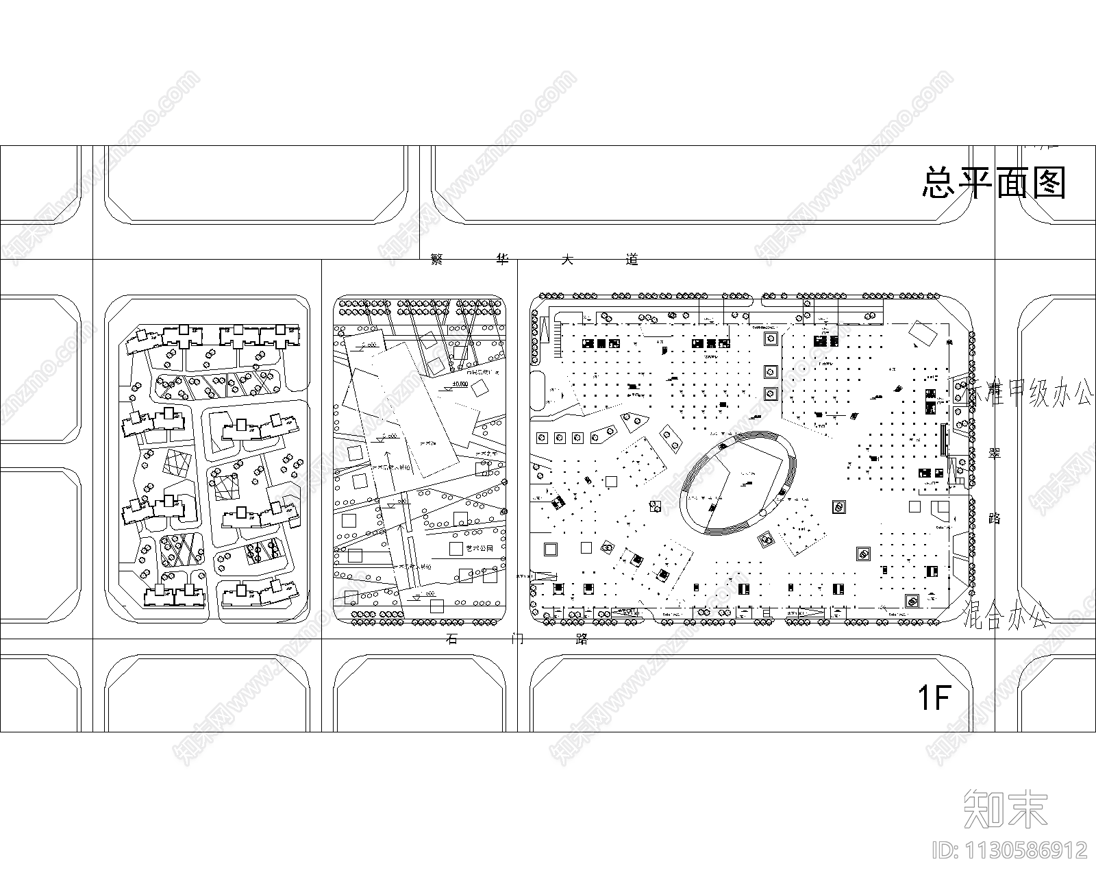 SOHO公寓住宅建筑cad施工图下载【ID:1130586912】