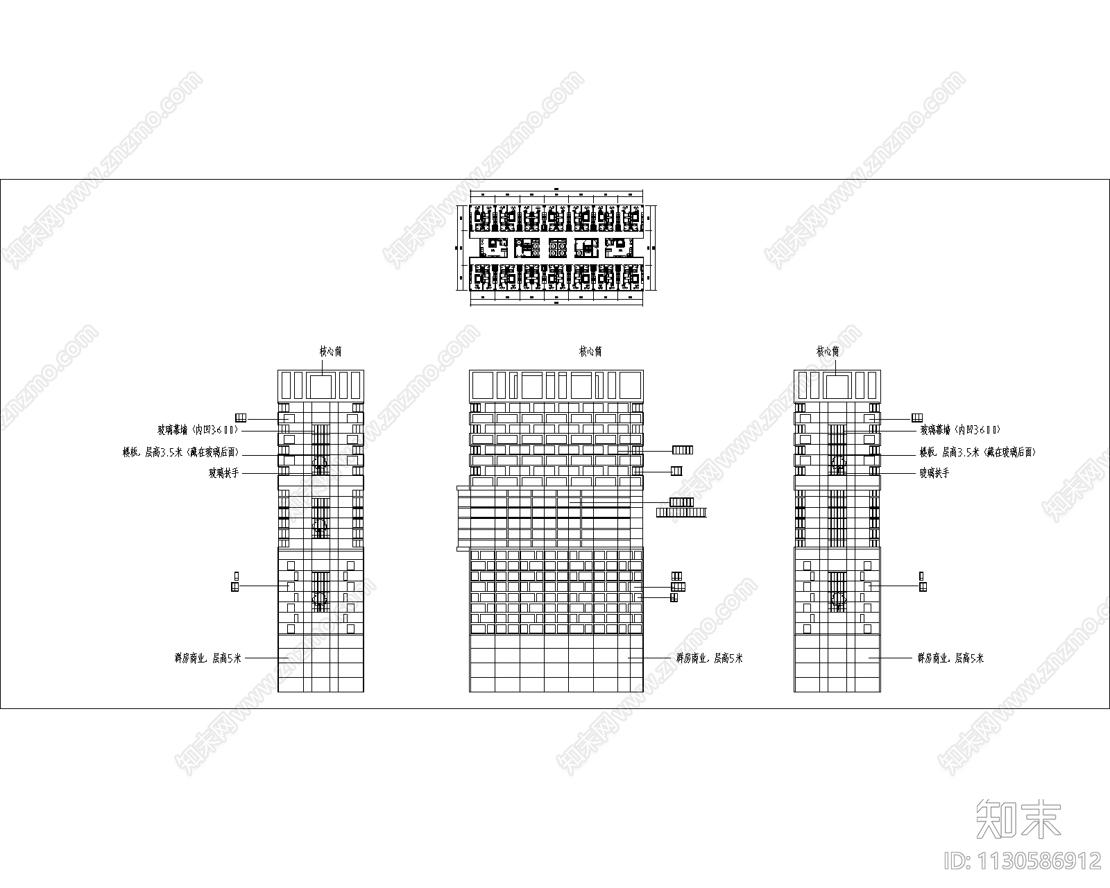 SOHO公寓住宅建筑cad施工图下载【ID:1130586912】