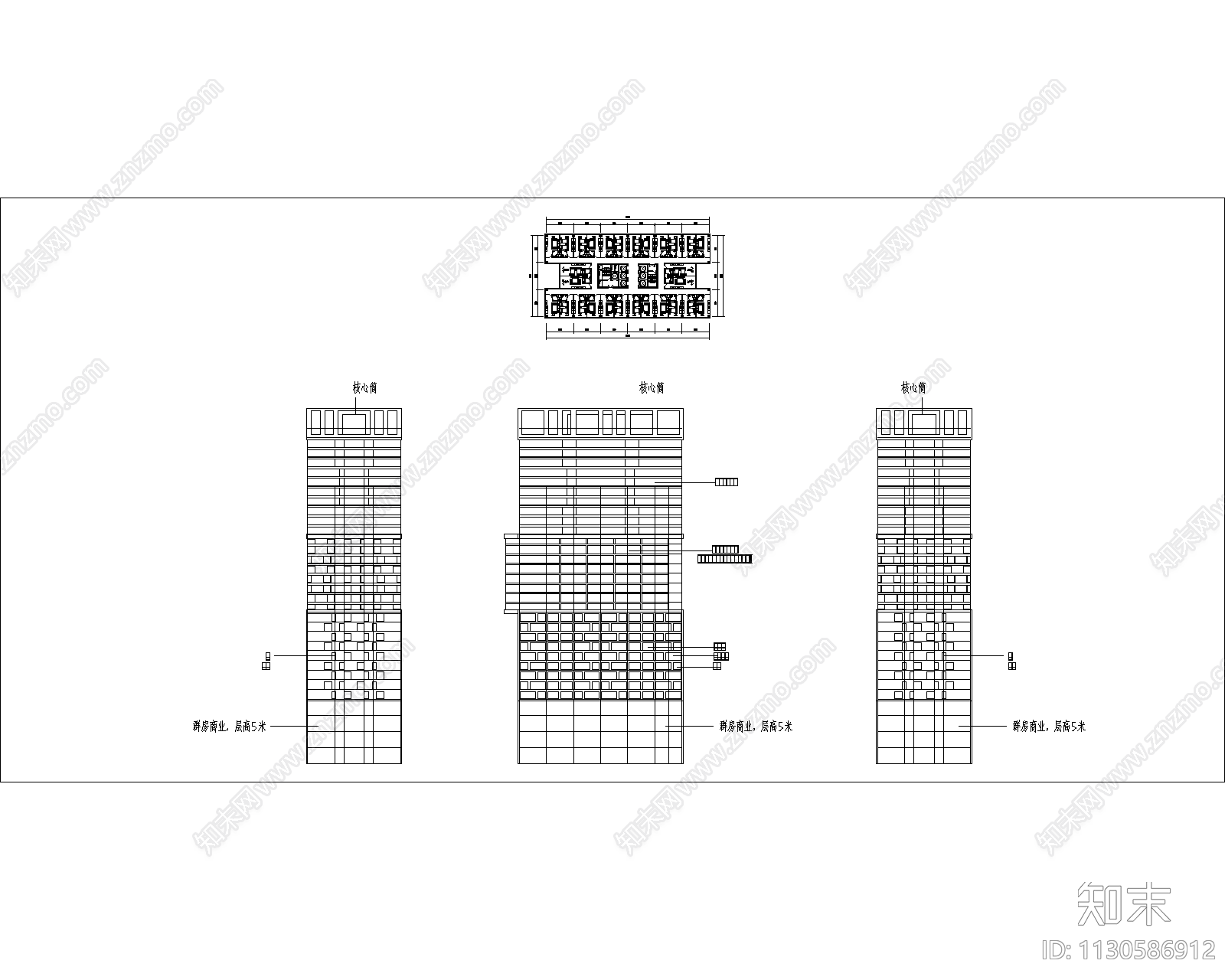 SOHO公寓住宅建筑cad施工图下载【ID:1130586912】