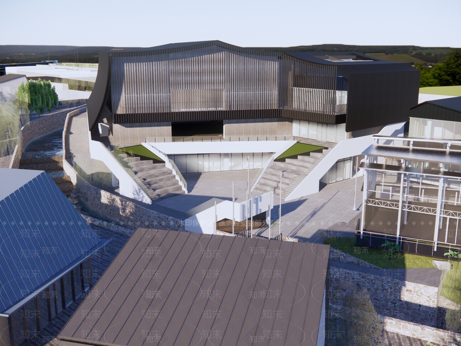 现代展览馆建筑SU模型下载【ID:1130592200】