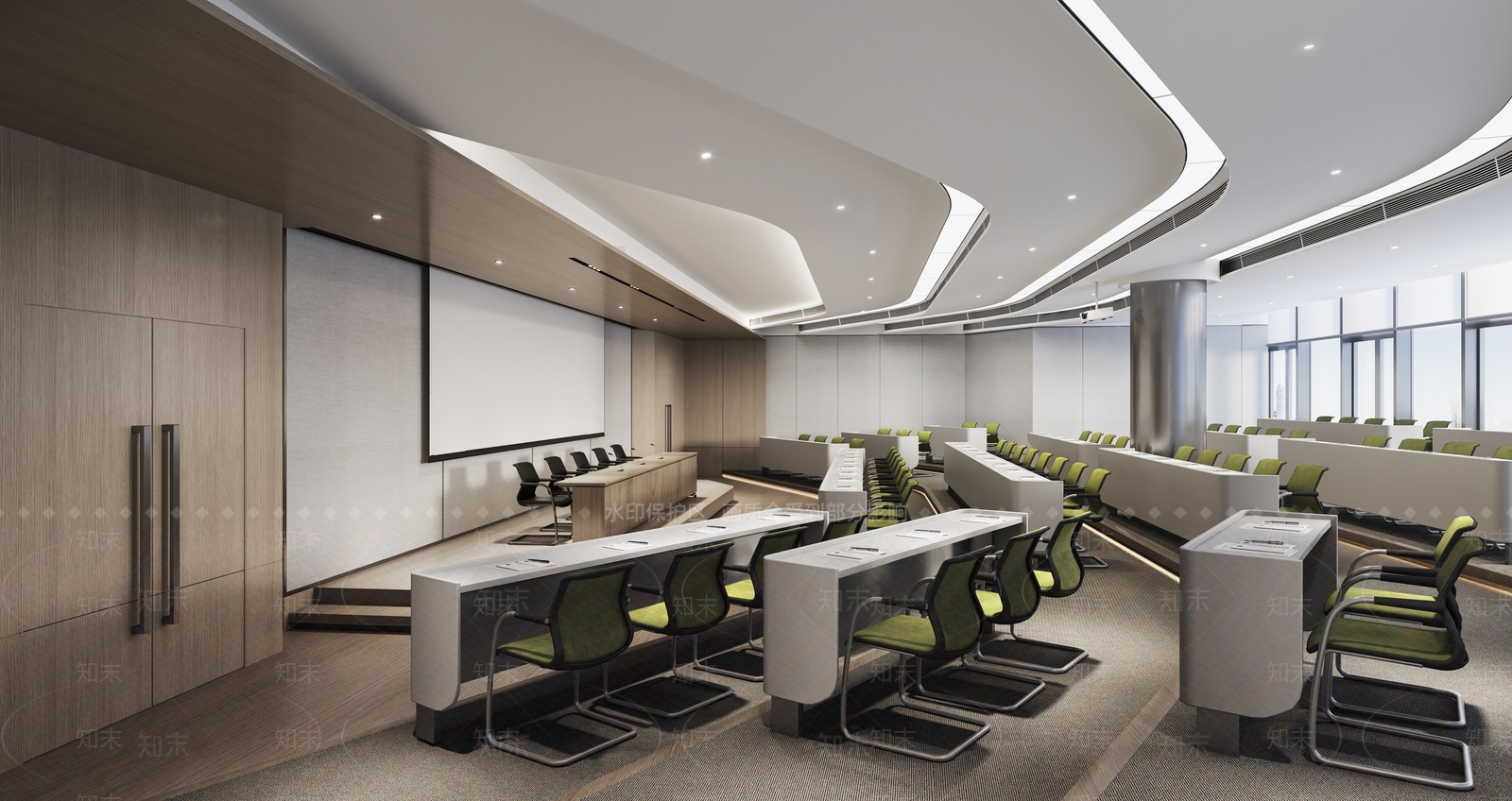 现代多功能会议室3D模型下载【ID:1130593421】