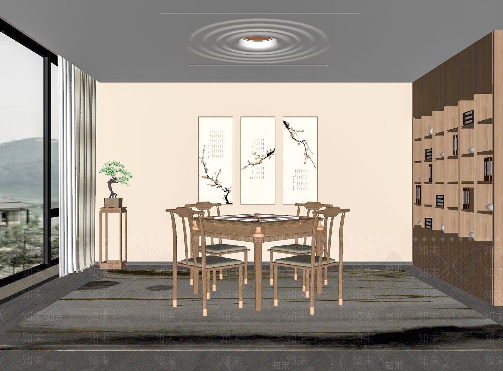 新中式棋牌室SU模型下载【ID:1130595048】