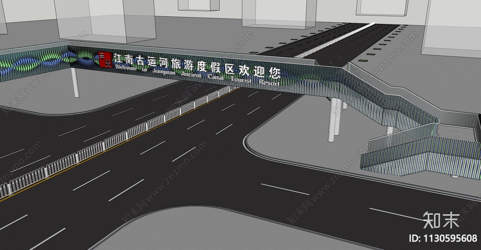 现代人行天桥SU模型下载【ID:1130595608】