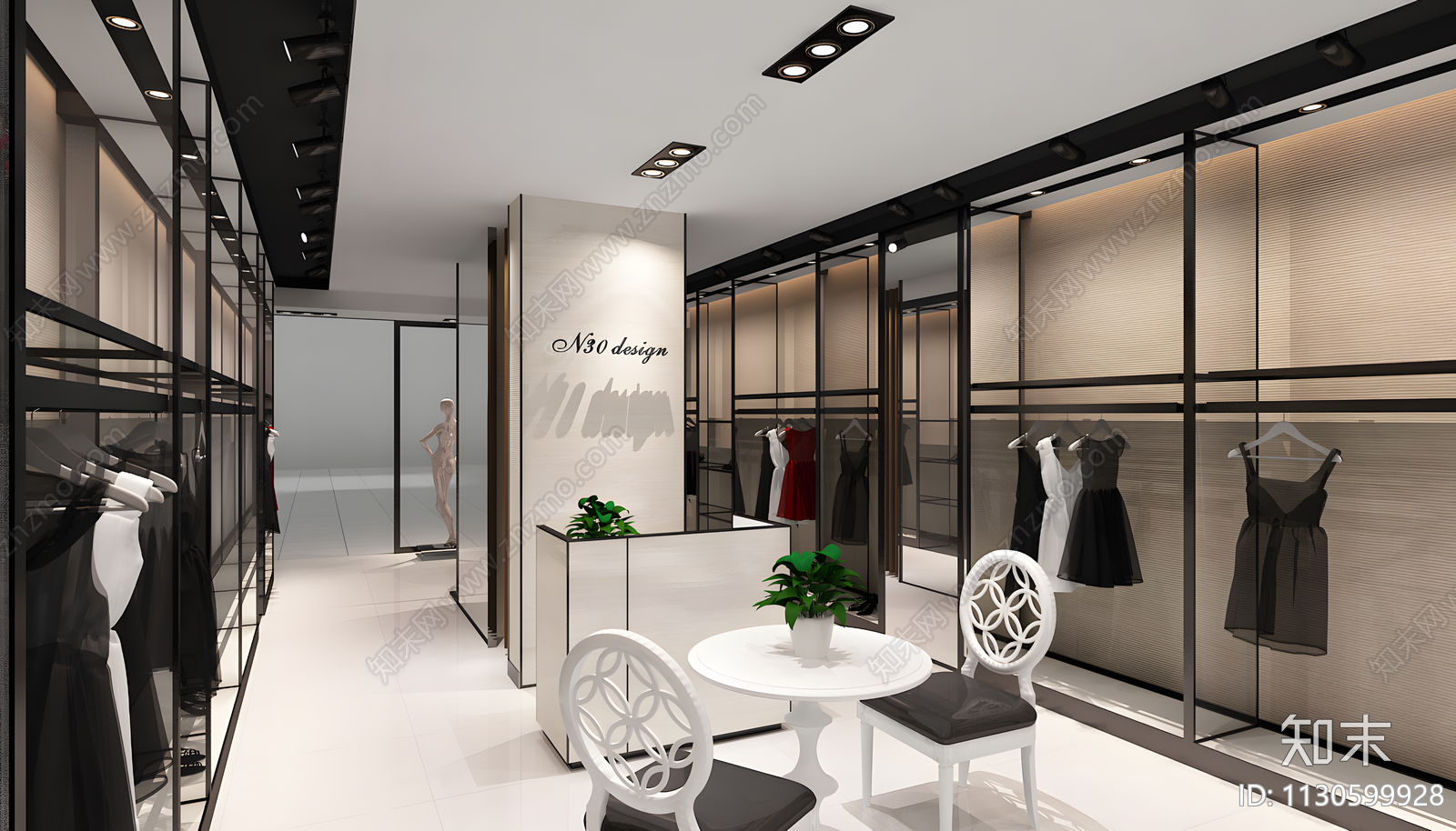 全套轻奢女装店效果图施工图下载【ID:1130599928】