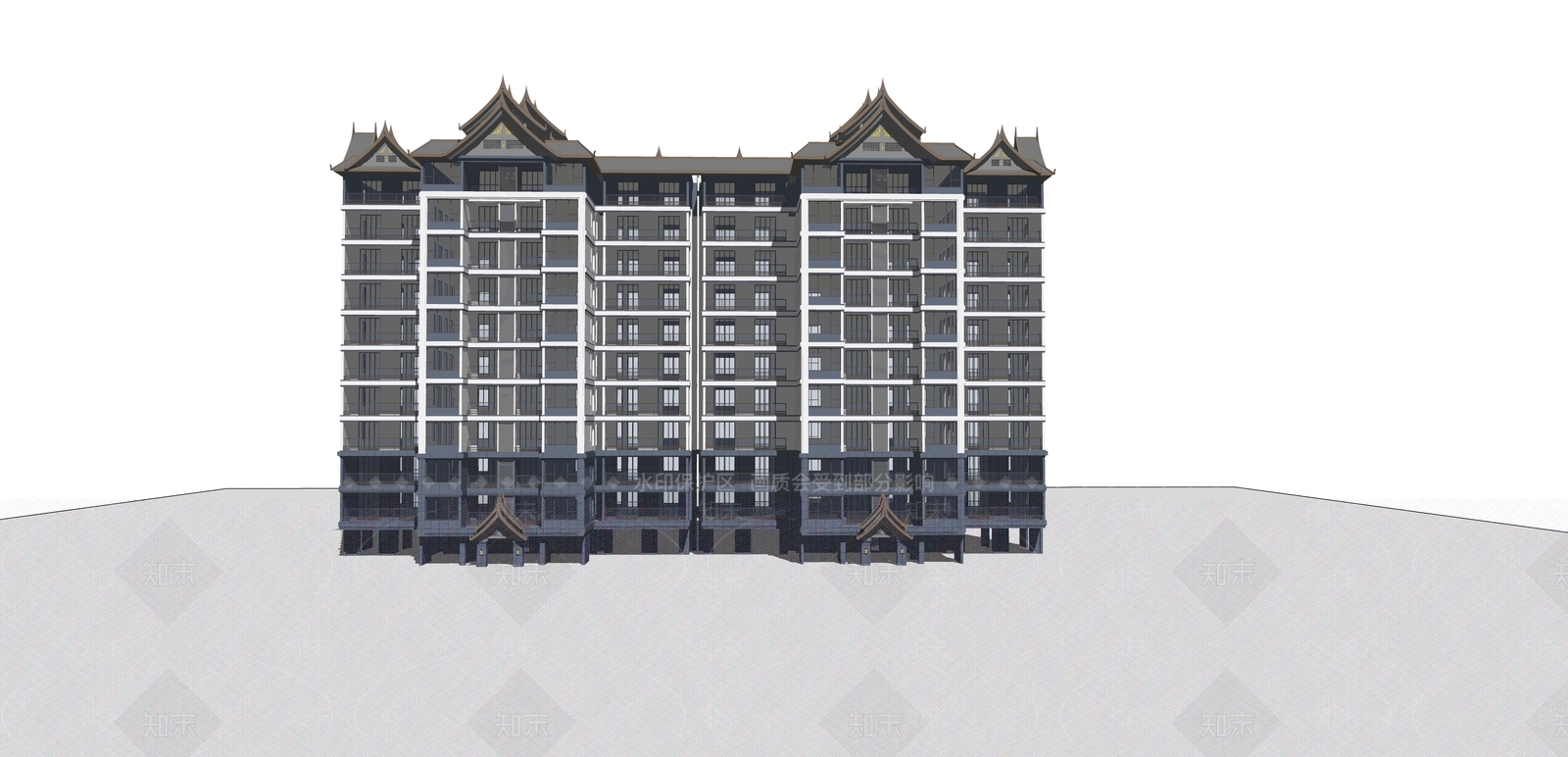 东南亚高层住宅SU模型下载【ID:1130607712】