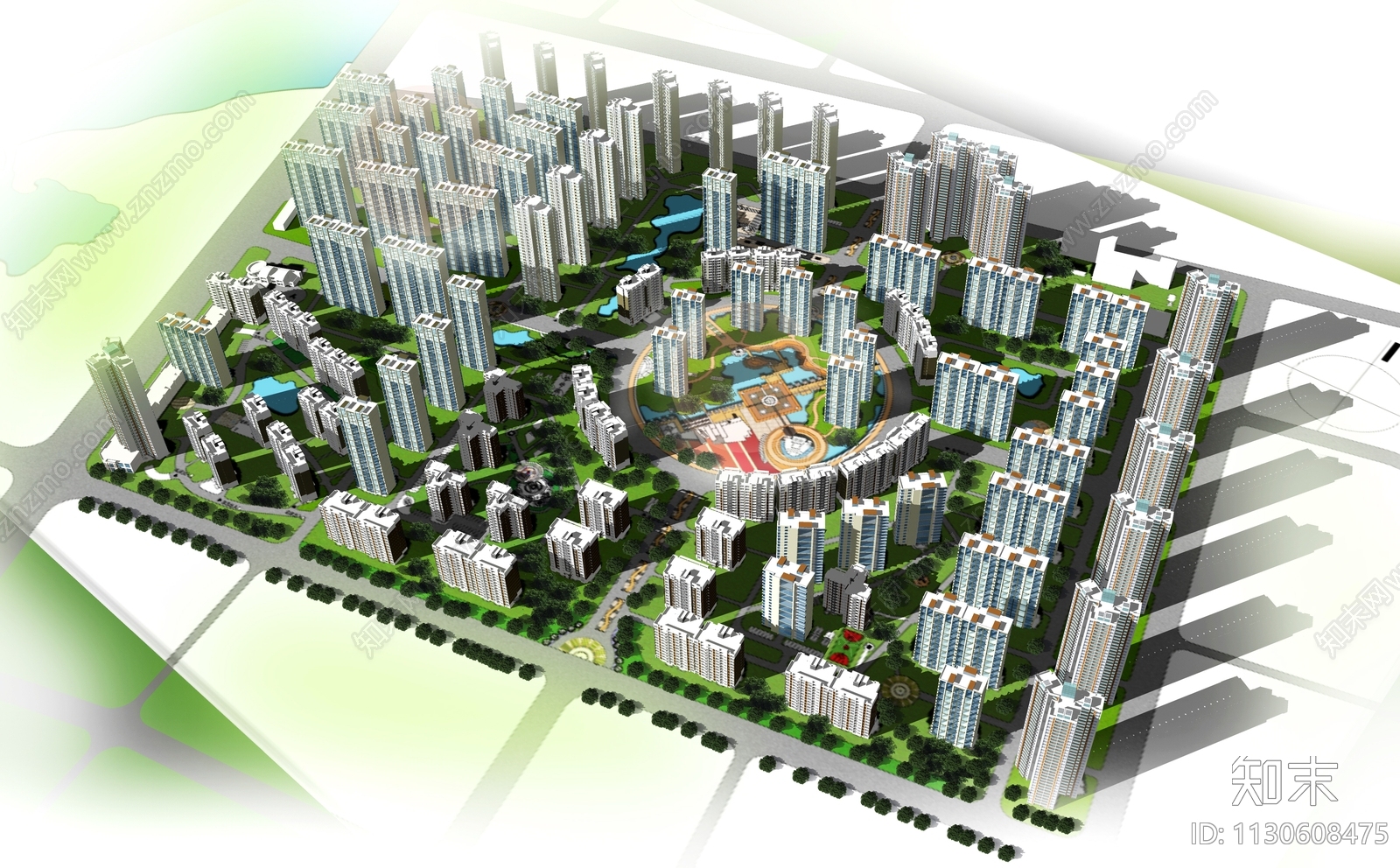 小区规划效果图施工图下载【ID:1130608475】