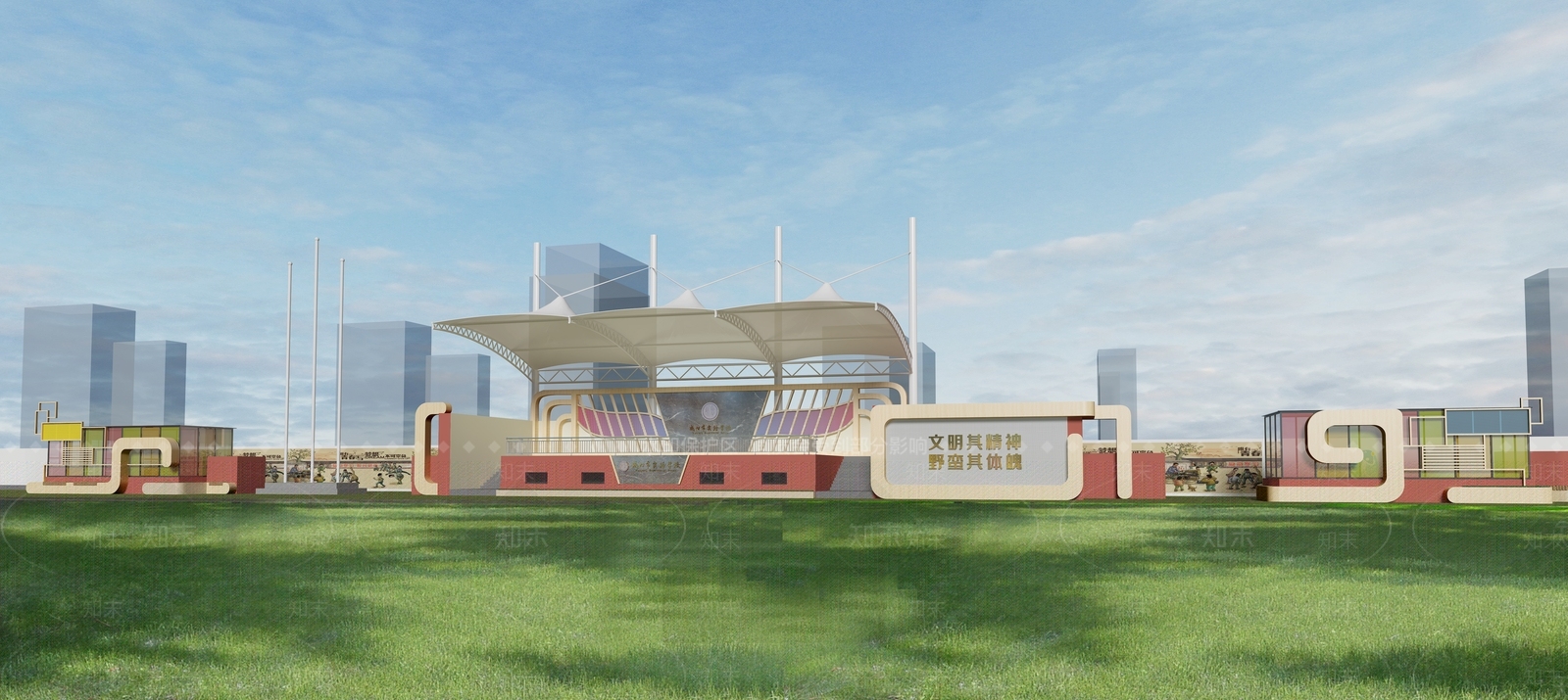 现代学校户外操场3D模型下载【ID:1130611075】