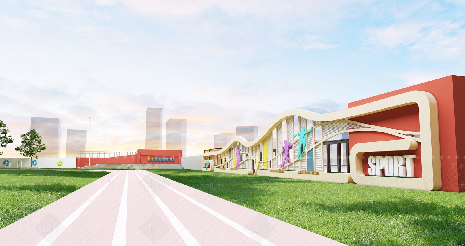 现代学校运动操场3D模型下载【ID:1130611156】