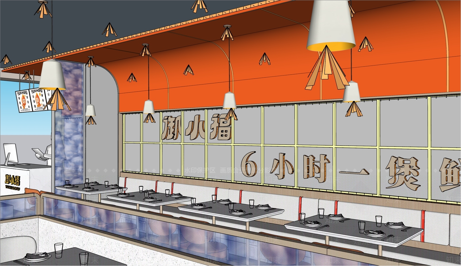现代快餐店SU模型下载【ID:1130615625】