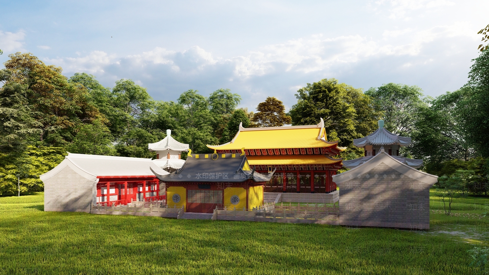 中式寺庙建筑SU模型下载【ID:1130620072】