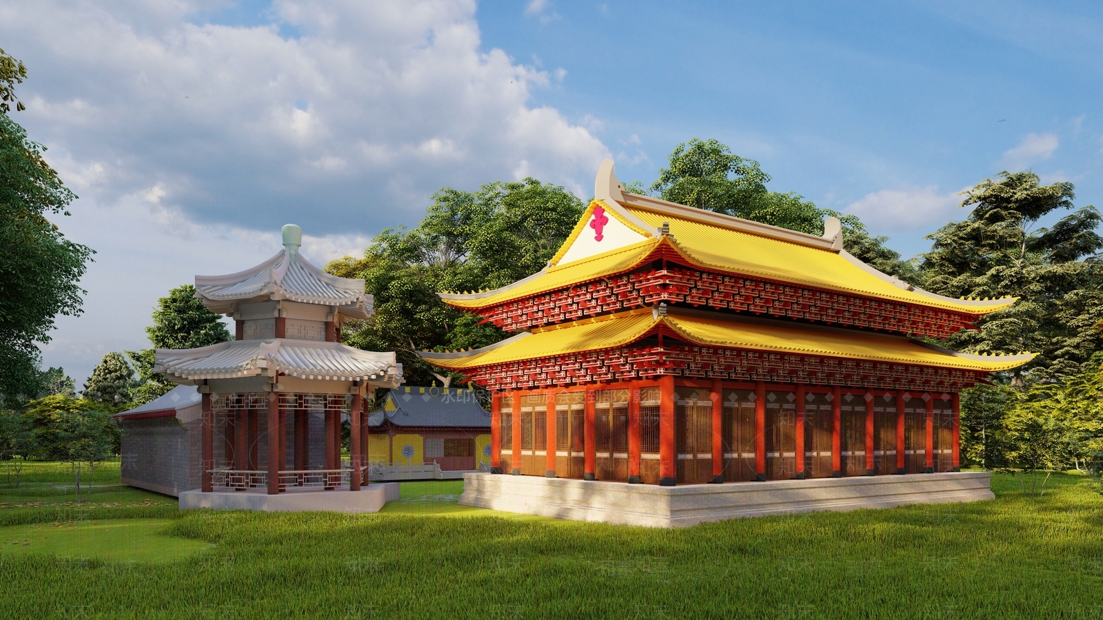 中式寺庙建筑SU模型下载【ID:1130620072】
