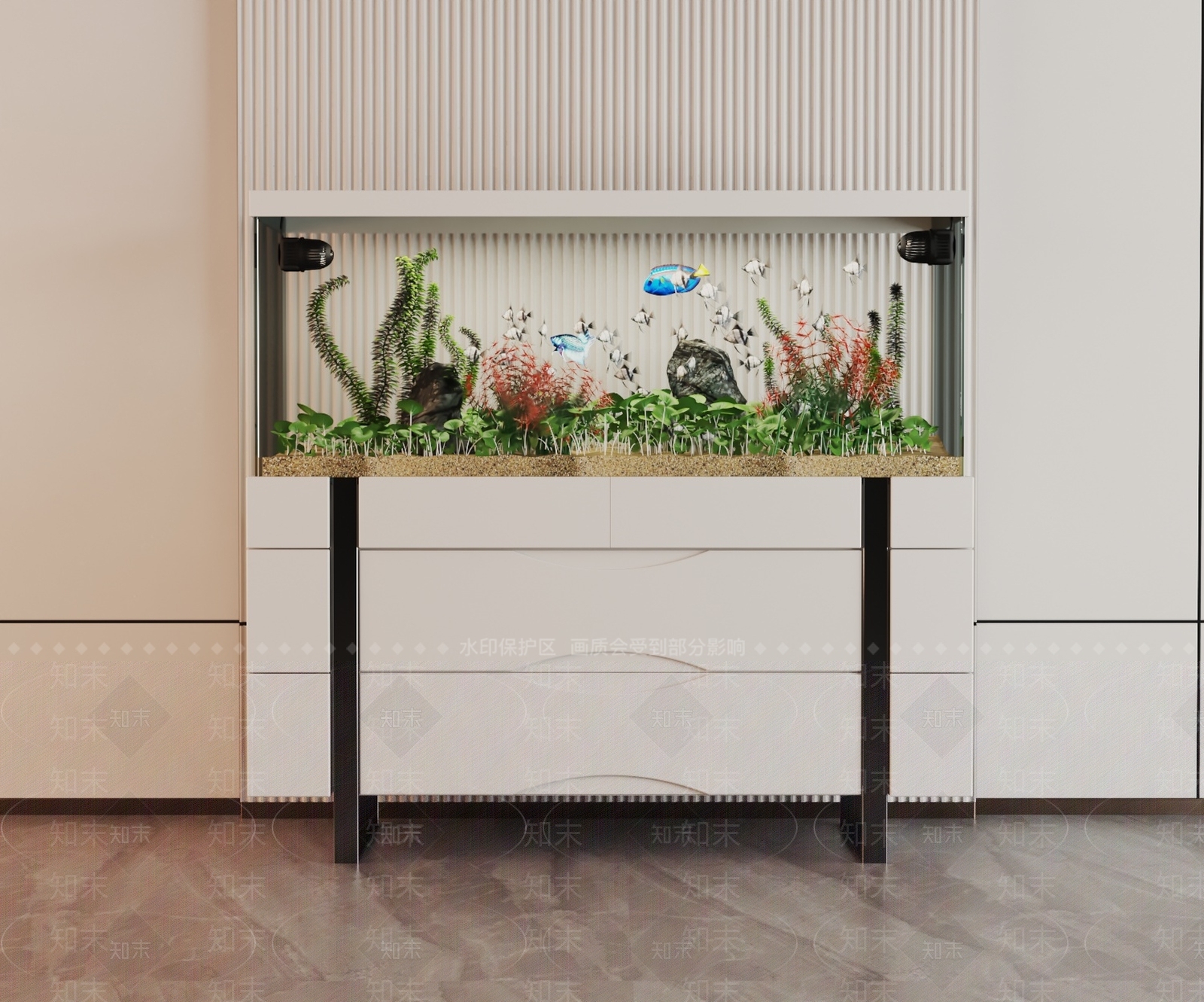 现代玻璃鱼缸3D模型下载【ID:1130621436】