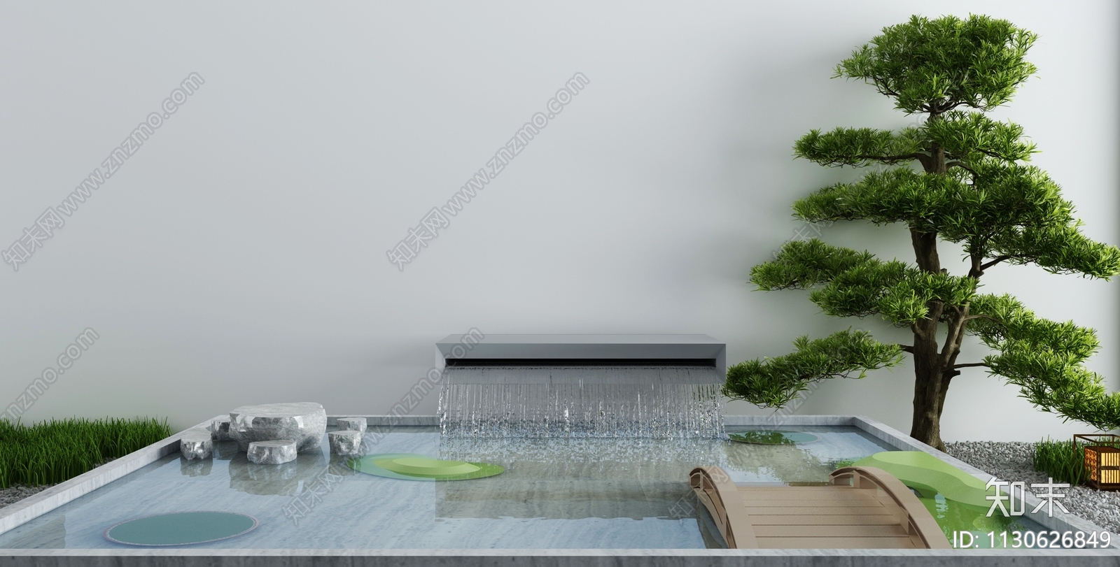 新中式假山水景3D模型下载【ID:1130626849】