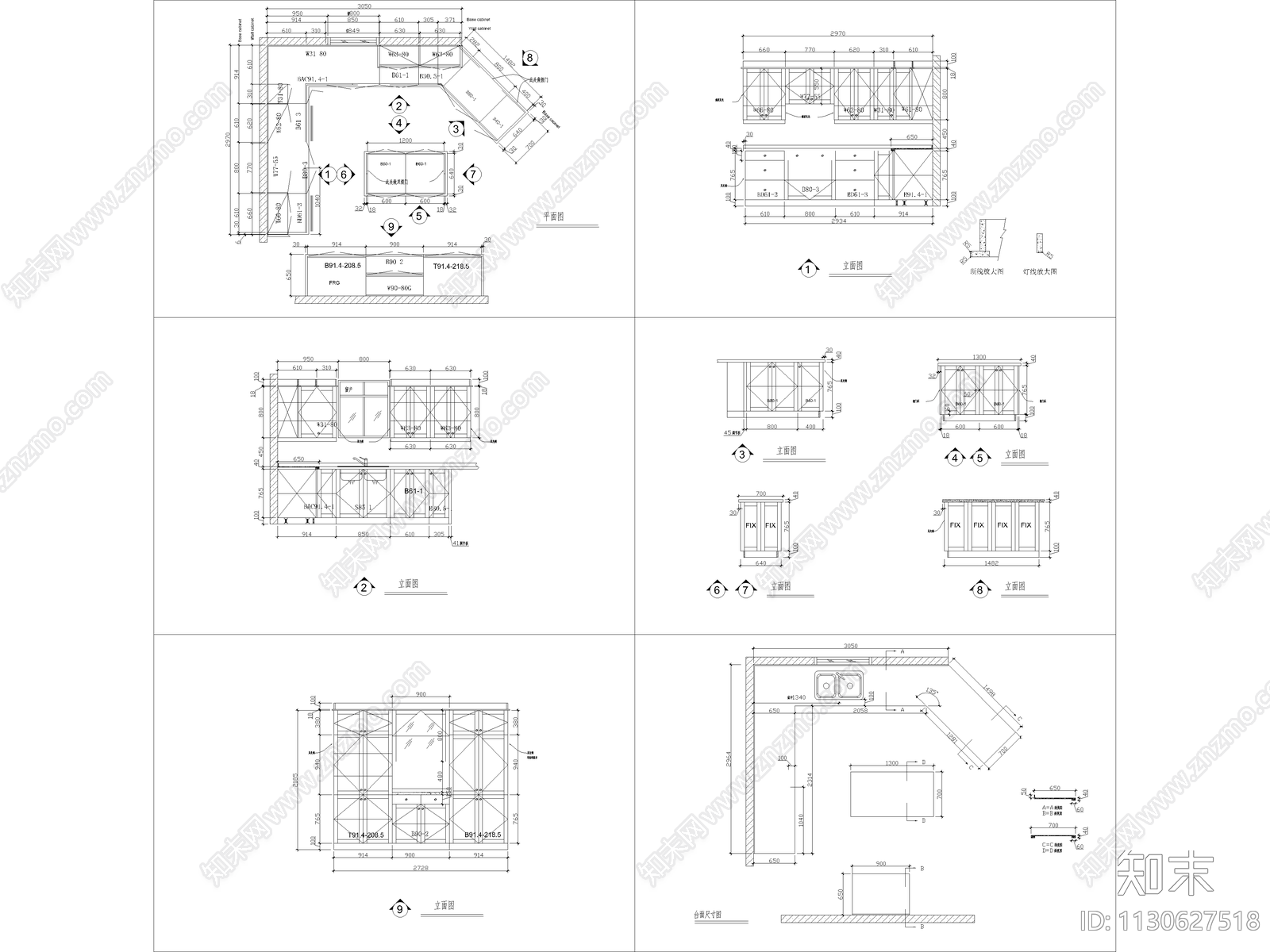 41套橱柜设计cad施工图下载【ID:1130627518】